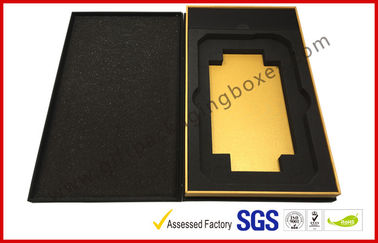 Matt Black special paper gift box for tablet with silver hot stamp logo EVA tray