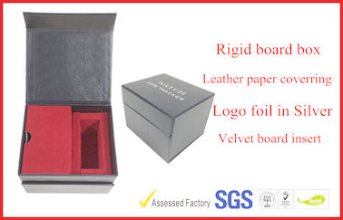 Leather Texture Rigid Board Gift Packaging Boxes , Foil Stamping Watch Packaging Boxes With Soft Velvet