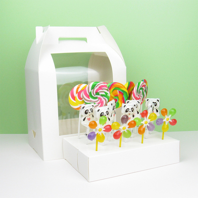 Custom lollipop display box New Year's handmade strawberry chocolate candy window portable packaging box 18 holes