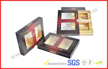 Matt Varnish Foil Paper Cigar Gift Box With Golden / Cigar Gift Sets