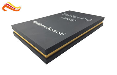 Matt Black special paper gift box for tablet with silver hot stamp logo EVA tray